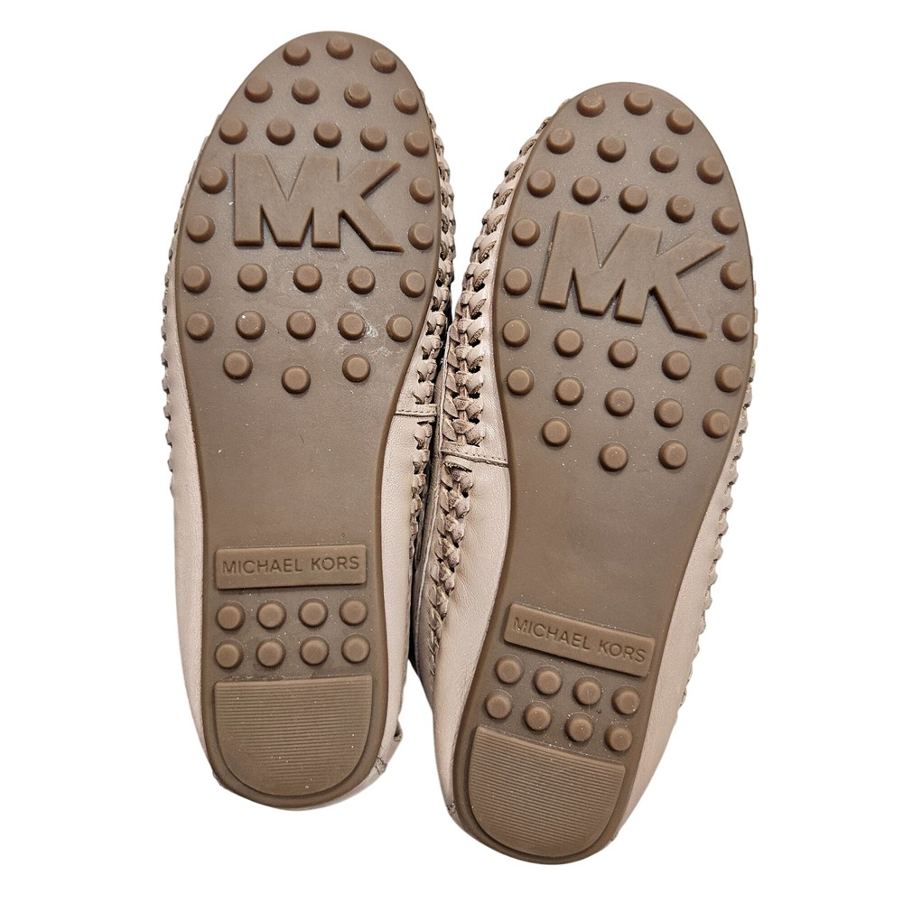 Michael Kors Womens Leather Moccasins Size 6M Tan With Bow Gold Accents Slip On - Picture 5 of 11